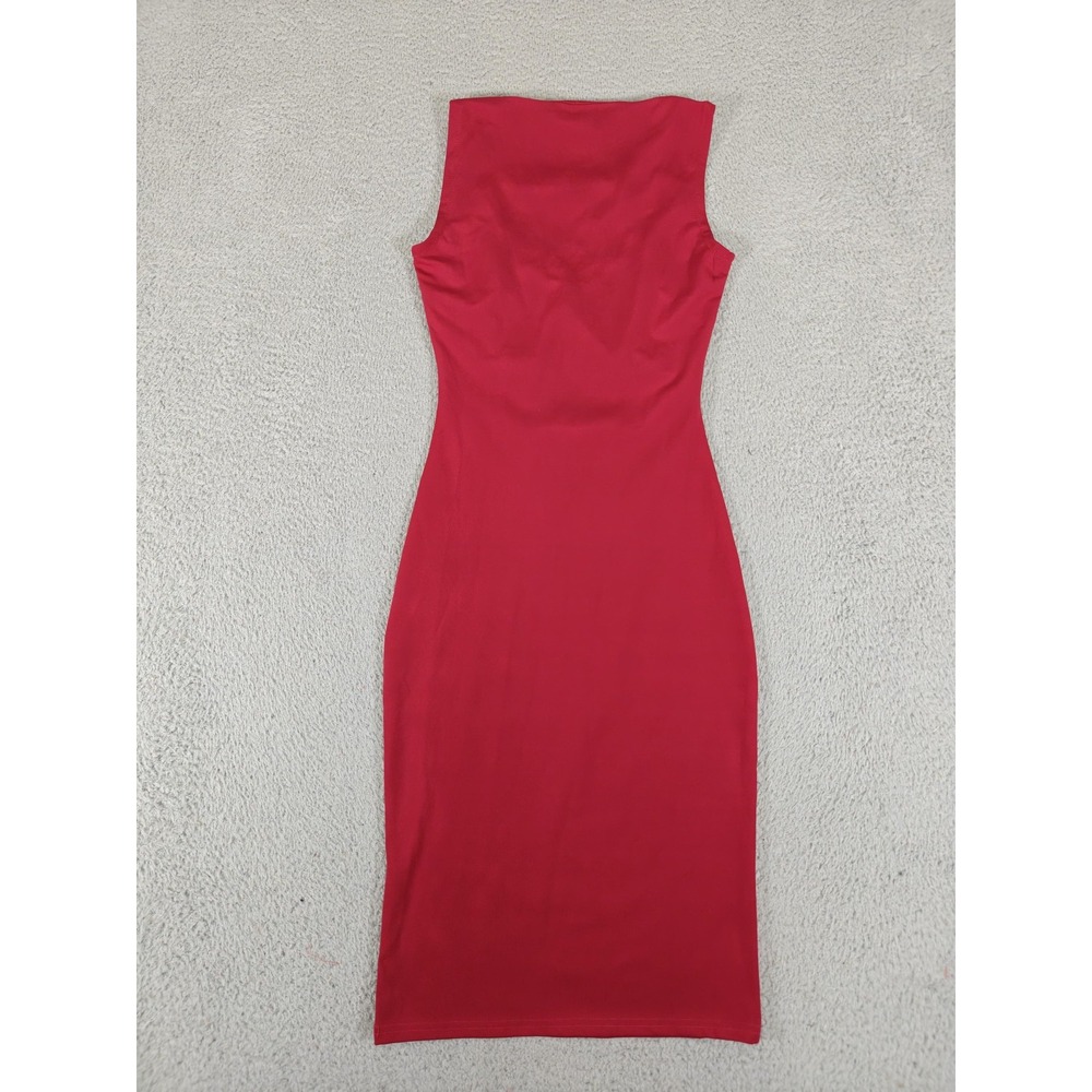 ALLEGRACE Dress Womens Small Red‎ Sleeveless Bodycon Midi Cutout Stretch Evening